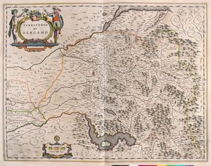 Bergamo, Italt, Willem Blaeun toimittamassa teoksessa "Theatrum Orbis Terrarum, sive Atlas Novus", Amsterdam. tekijältä Willem Blaeu