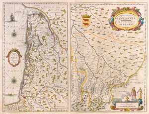 Bordelais-Pays du Médoc - Born- Aquitaine- Ranskan länsirannikko, teoksessa "Theatrum Orbis Terrarum, sive Atlas Novus", Willem Blaeu, Amsterdam. tekijältä Willem Blaeu