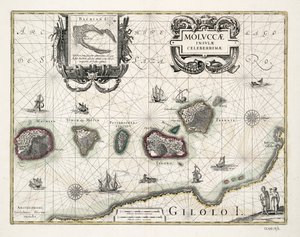 Molukkien kartta, Indonesia tekijältä Willem Blaeu