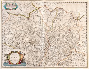 Parman ja Piacenzan kaupungit, Italia, Willem Blaeun "Theatrum Orbis Terrarum, sive Atlas Novus" -teoksessa, Amsterdam. tekijältä Willem Blaeu