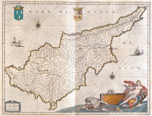 Kypros, Willem Blaeun teoksessa "Theatrum Orbis Terrarum, sive Atlas Novus", Amsterdam. tekijältä Willem Blaeu