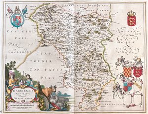 Darbieshire, teoksessa "Theatrum Orbis Terrarum, sive Atlas Novus", kirjoittanut Willem Blaeu, Amsterdam. tekijältä Willem Blaeu
