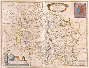 Lot-joen departementti - Languedoc - Quercy, julkaisussa "Theatrum Orbis Terrarum, sive Atlas Novus", Willem Blaeu, Amsterdam. tekijältä Willem Blaeu