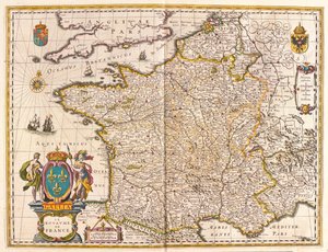 Ranska, Willem Blaeun teoksessa "Theatrum Orbis Terrarum, sive Atlas Novus", Amsterdam. tekijältä Willem Blaeu