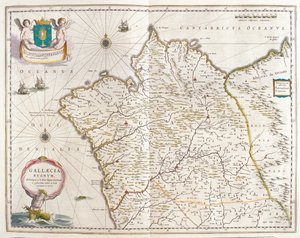 Galicia Espanja, teoksessa "Theatrum Orbis Terrarum, sive Atlas Novus", Willem Blaeu, Amsterdam. tekijältä Willem Blaeu