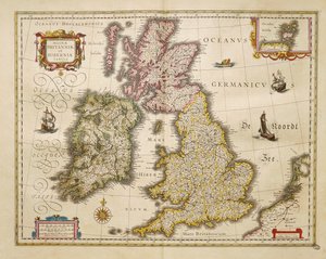 Iso-Britannia ja Irlanti Willem Bleaun Theatrum Orbis Terrarumilta Amsterdamista tekijältä Willem Blaeu
