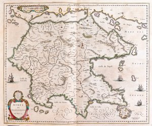 Kreikka, Peloponnesos, Willem Blaeun teoksessa "Theatrum Orbis Terrarum, sive Atlas Novus", Amsterdam. tekijältä Willem Blaeu