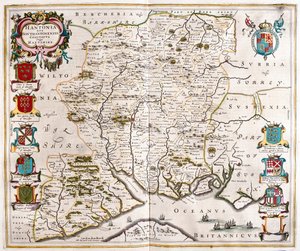 Hampshire ja Southampton, julkaisussa "Theatrum Orbis Terrarum, sive Atlas Novus", Willem Blaeu, Amsterdam. tekijältä Willem Blaeu