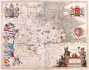 Huntington shire, teoksessa "Theatrum Orbis Terrarum, sive Atlas Novus", kirjoittanut Willem Blaeu, Amsterdam. tekijältä Willem Blaeu