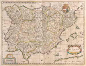 Iberian niemimaa, teoksessa "Theatrum Orbis Terrarum, sive Atlas Novus", Willem Blaeu, Amsterdam. tekijältä Willem Blaeu
