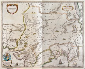 Iranista Tiibetin kautta ja Pohjois-Intiasta Burmaan, Willem Blaeun "Theatrum Orbis Terrarum, sive Atlas Novus", Amsterdam. tekijältä Willem Blaeu