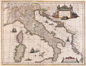 Italia ja Korsika, teoksessa "Theatrum Orbis Terrarum, sive Atlas Novus", Willem Blaeu, Amsterdam. tekijältä Willem Blaeu