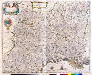 Kartta, joka kattaa Languedoc - Roussillon - Montpellier - Toulouse - Avignon - Arles, julkaisussa "Theatrum Orbis Terrarum, sive Atlas Novus", Willem Blaeu, Amsterdam. tekijältä Willem Blaeu