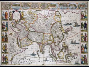 Aasian kartta. Willem Janszoon Blaeun atlaslautanen tekijältä Willem Blaeu