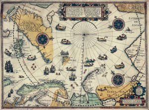 Napa-alueiden kartta, hollantilainen kartografi Willem Janszoon Blaeu (1571-1638)