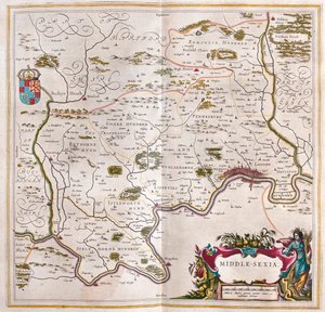 Middlesex, julkaisussa "Theatrum Orbis Terrarum, sive Atlas Novus", kirjoittanut Willem Blaeu, Amsterdam. tekijältä Willem Blaeu