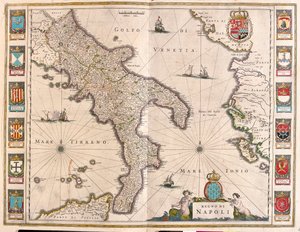 Napoli, Italia, Willem Blaeun teoksessa "Theatrum Orbis Terrarum, sive Atlas Novus", Amsterdam. tekijältä Willem Blaeu