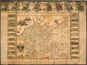 Willem Janszoon Blaeun uusi ja tarkka kuva Saksasta kokonaisuudessaan, kuparilevy, painettu Amsterdamissa tekijältä Willem Blaeu