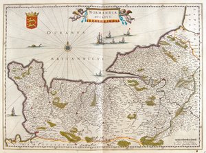 Normandia, teoksessa "Theatrum Orbis Terrarum, sive Atlas Novus", kirjoittanut Willem Blaeu, Amsterdam. tekijältä Willem Blaeu