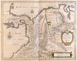 Panama, Kolumbia ja osa Ecuadorista ja Venezuelasta, Willem Blaeun "Theatrum Orbis Terrarum, sive Atlas Novus", Amsterdam. tekijältä Willem Blaeu
