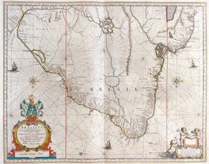 Paraguay, Bolivia, Brasilia, Willem Blaeun "Theatrum Orbis Terrarum, sive Atlas Novus", Amsterdam. tekijältä Willem Blaeu