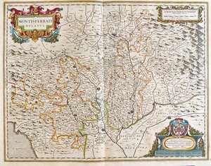 Piemont, Italia, Willem Blaeun teoksessa "Theatrum Orbis Terrarum, sive Atlas Novus", Amsterdam. tekijältä Willem Blaeu