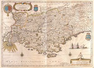 Provence, teoksessa "Theatrum Orbis Terrarum, sive Atlas Novus", Willem Blaeu, Amsterdam. tekijältä Willem Blaeu