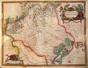 Regionum Italiae, Trevison alue, Veneton alue, Italia, kirjoittanut Willem Janszoon Blaeu tekijältä Willem Blaeu