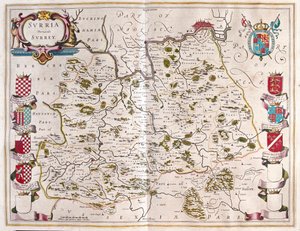 Surrey, teoksessa "Theatrum Orbis Terrarum, sive Atlas Novus", Willem Blaeu, Amsterdam. tekijältä Willem Blaeu