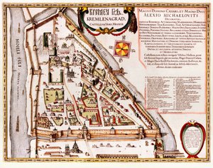 Moskovan Kremlin kartta 1500-luvulta tekijältä Willem Blaeu