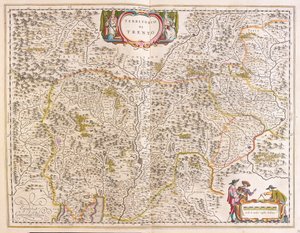 Trento, Italia, Willem Blaeun "Theatrum Orbis Terrarum, sive Atlas Novus" -teoksessa, Amsterdam. tekijältä Willem Blaeu