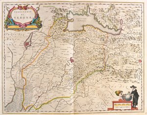 Verona, Italia, Willem Blaeun teoksessa "Theatrum Orbis Terrarum, sive Atlas Novus", Amsterdam. tekijältä Willem Blaeu