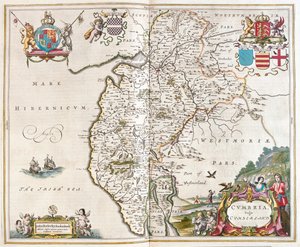 Westmorland - cumbria lake district, Willem Blaeun teoksessa "Theatrum Orbis Terrarum, sive Atlas Novus", Amsterdam. tekijältä Willem Blaeu