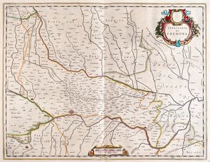 Cremonan kaupunki, Italia, Willem Blaeun "Theatrum Orbis Terrarum, sive Atlas Novus" -teoksessa, Amsterdam tekijältä Willem Blaeu