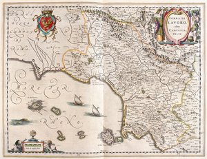 Campanian alue, Italia, Willem Blaeun "Theatrum Orbis Terrarum, sive Atlas Novus", Amsterdam. tekijältä Willem Blaeu