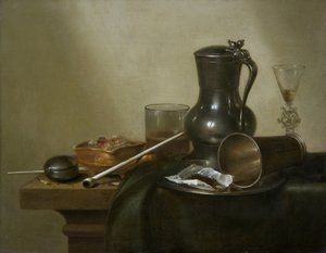 Tupakka-asetelma, 1637 tekijältä Willem Claesz. Heda