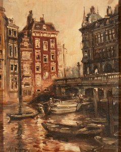 Silta kanavan yli, Rotterdam (öljy kankaalle) tekijältä Willem Georg Frederik Jansen