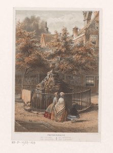Suihkulähde sokkelossa Amsterdamissa Prinsengracht labyrintti / der Irrgarten / le labyrinthe / labyrintti (otsikko esineessä)
