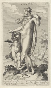 Venus ja Cupid Venus (otsikko esineessä) Pariisin tuomio (sarjan nimi) tekijältä Willem Isaacsz. van Swanenburg