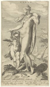 Venus ja Cupid Venus (otsikko esineessä) Pariisin tuomio (sarjan nimi) tekijältä Willem Isaacsz. van Swanenburg