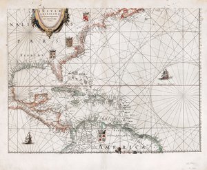 Insvlæ Americanæ in Oceano Septentrionali cum terris adjacentibus. LOC 2003630536 tekijältä Willem Janszoon Blaeu