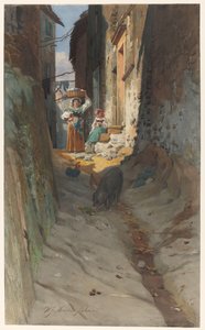 Näkymä pienelle kadulle Rocca di Papassa tekijältä Willem Johann Martens
