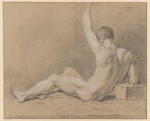 istuva alaston mies, takaa katsottuna (1. palkinto 1769)
