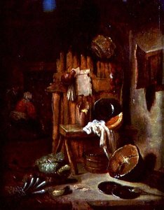 Keittiön sisustus (öljy kankaalle) tekijältä Willem Kalf