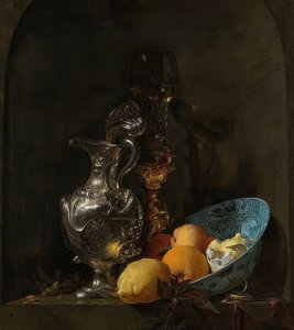 Asetelma hopeakannulla ja posliinikulholla. 1655-60