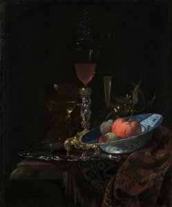 Viinilasi ja kulhollinen hedelmää, 1663 tekijältä Willem Kalf