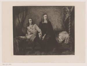 De Wittin veljekset istuvat sängyllä vankilan portissa tekijältä Willem Philip van der Veken (attributed to)