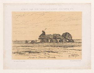 Dolmen Tynaarlossa Drenthessä Dolmen Tinaarlossa. Drenthe (otsikko esineessä) Hollantilaisen katsojan albumi nro 3 (sarjan nimi) tekijältä Willem Roelofs (I)
