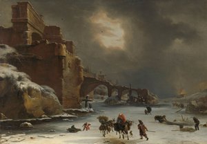 Kaupungin muurit talvella, n. 1650-1670 (öljy kankaalle)