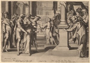Suzannah ennen Danielia tekijältä Willem Swanenburgh, after Joachim Anthonisz Wtewael